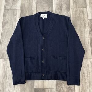 Corridor New York Navy Blue Cardigan Baby Alpaca & Merino Wool Size Large